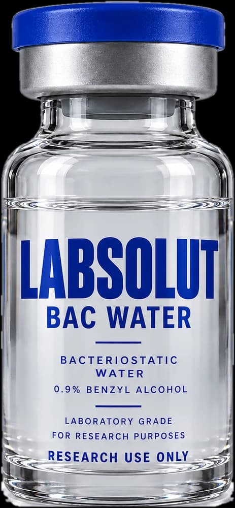 LABSOLUT Bac Water vial — clear glass, royal-blue flip-off cap